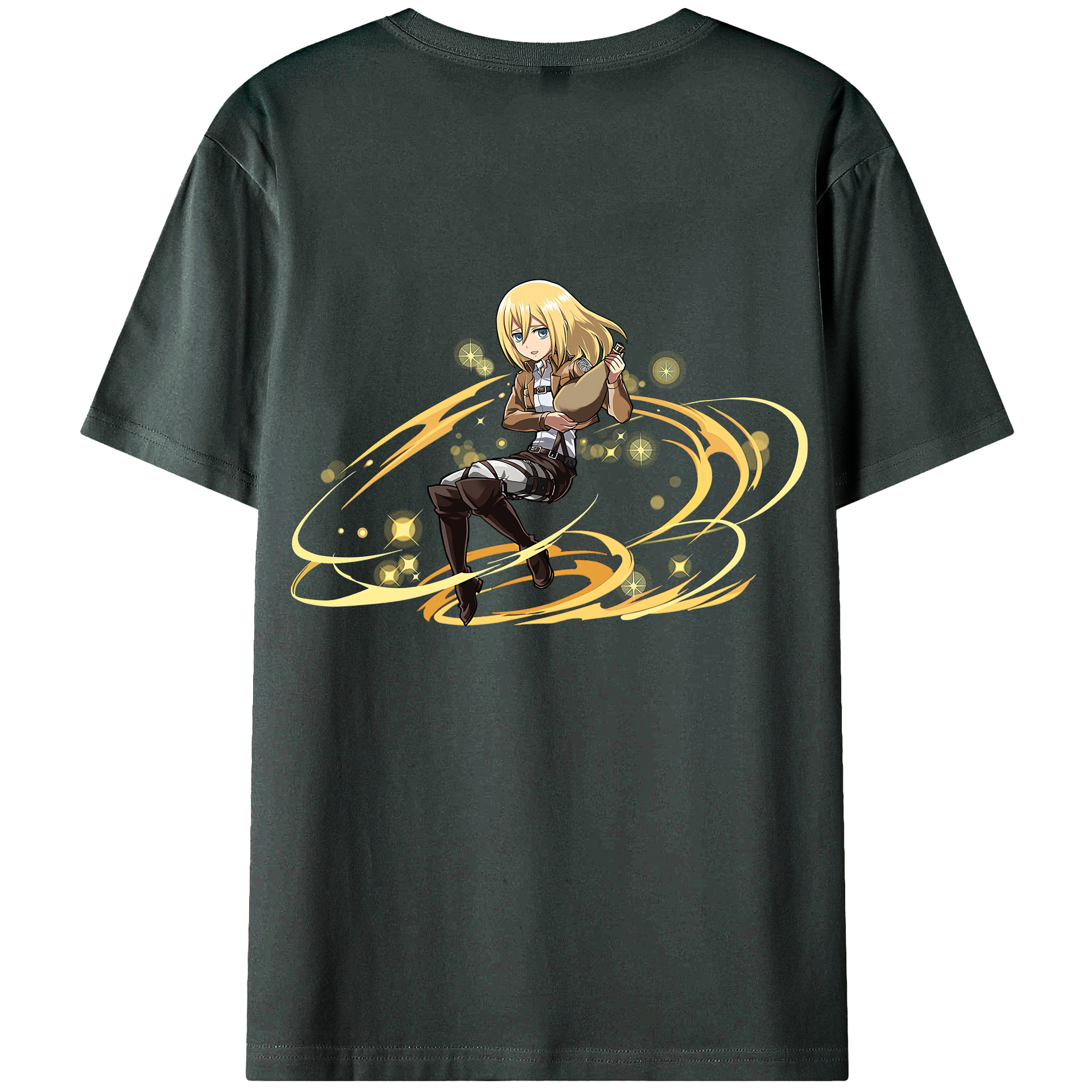 （画像用） 進撃の巨人 クリスタ·レンズ Attack on Titan Christa Lenz 綿100％ メンズ半袖Tシャツ（バックプリント） 通気性